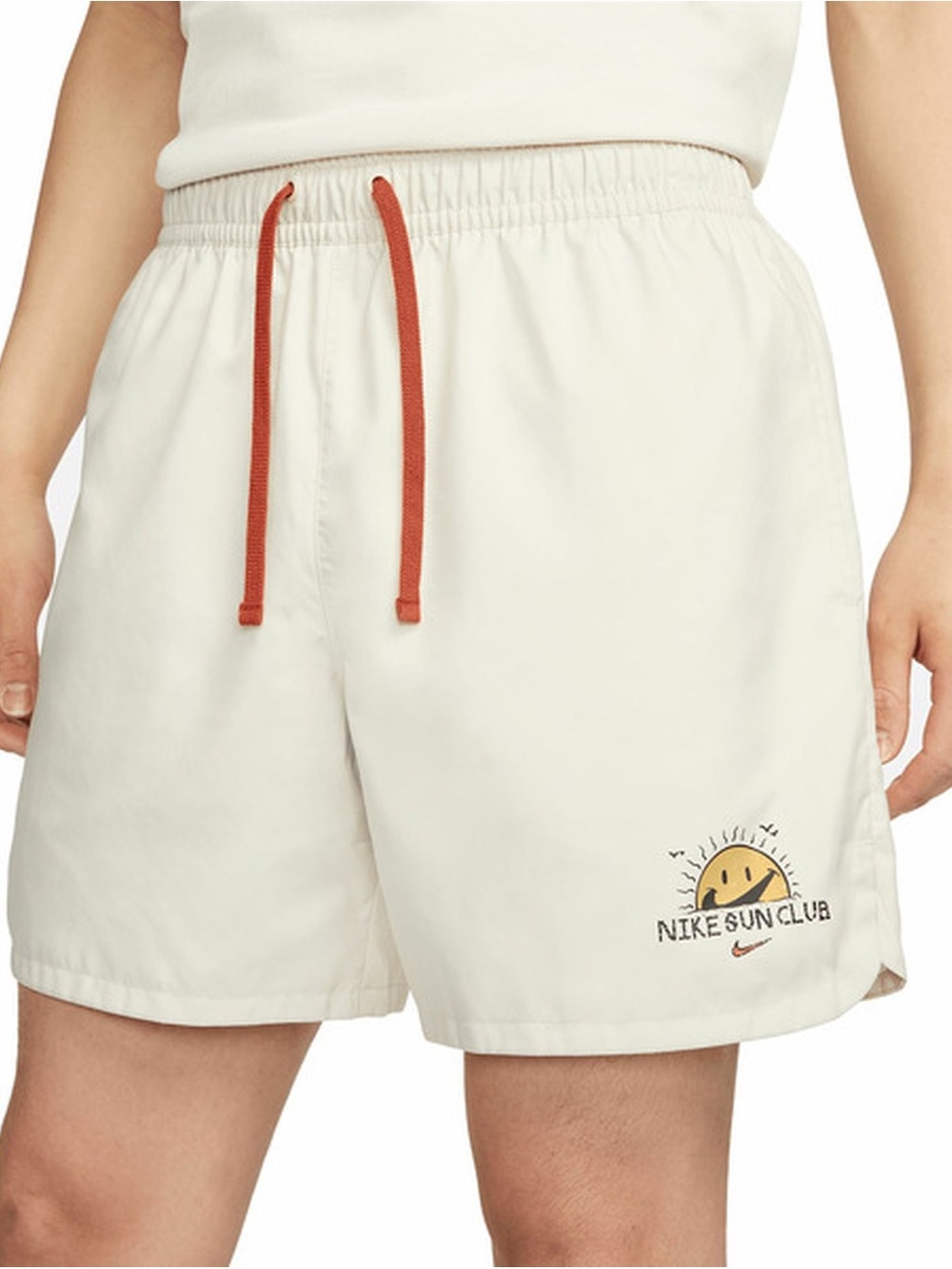 Men’s Nike Sun Club Cream Shorts with Rust Drawstring